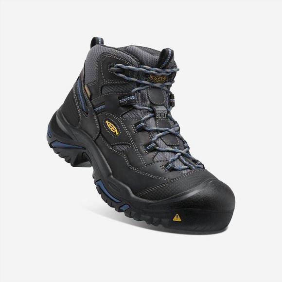 NEW KEEN men\'s braddock mid waterproof soft toe work boot in raven estate blue main image 4